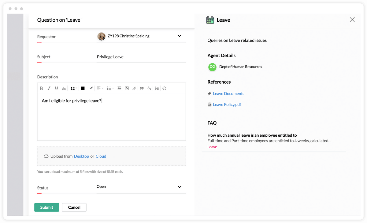 Zoho People Leave